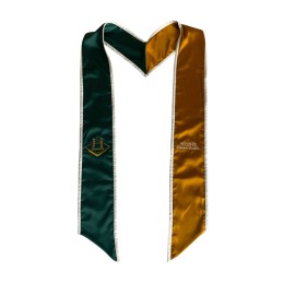 【訂製綠金雙色畢業帶】|香港恒生大學榮譽學院|深綠與金色拼接|白色包邊|刺繡校徽與文字|長條形設計|尖角下擺|畢業帶供應商  A275 【訂製綠金雙色畢業帶】|香港恒生大學榮譽學院|深綠與金色拼接|白色包邊|刺繡校徽與文字|長條形設計|尖角下擺|畢業帶供應商  A275